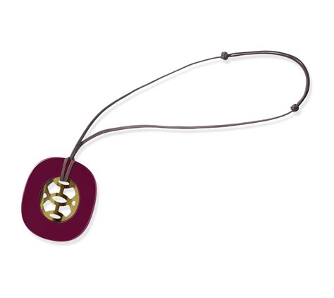 hermes oval horn pendant in purple color|hermes pendants for sale.